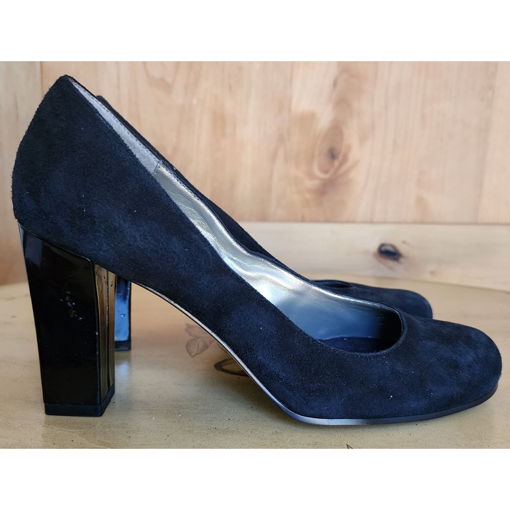 Bandolino US 7 Black Suede Block Heels Heels Minimalist‎ Quiet Luxury Old Money